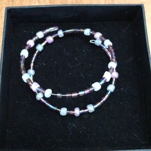 Coil bead bracelet pink and white